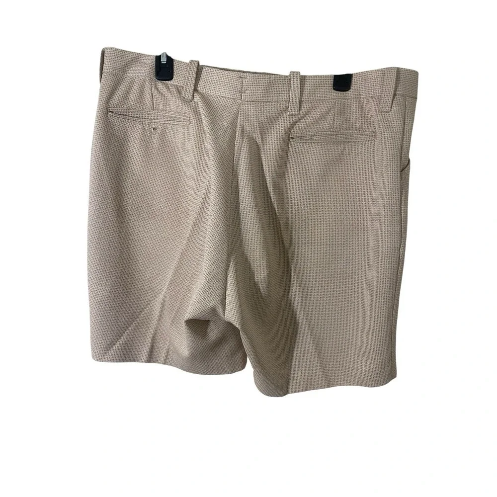 VTG 70s Kmart Fashion Award Polyester Shorts Tan Textured Double Knit 40 Grandpa